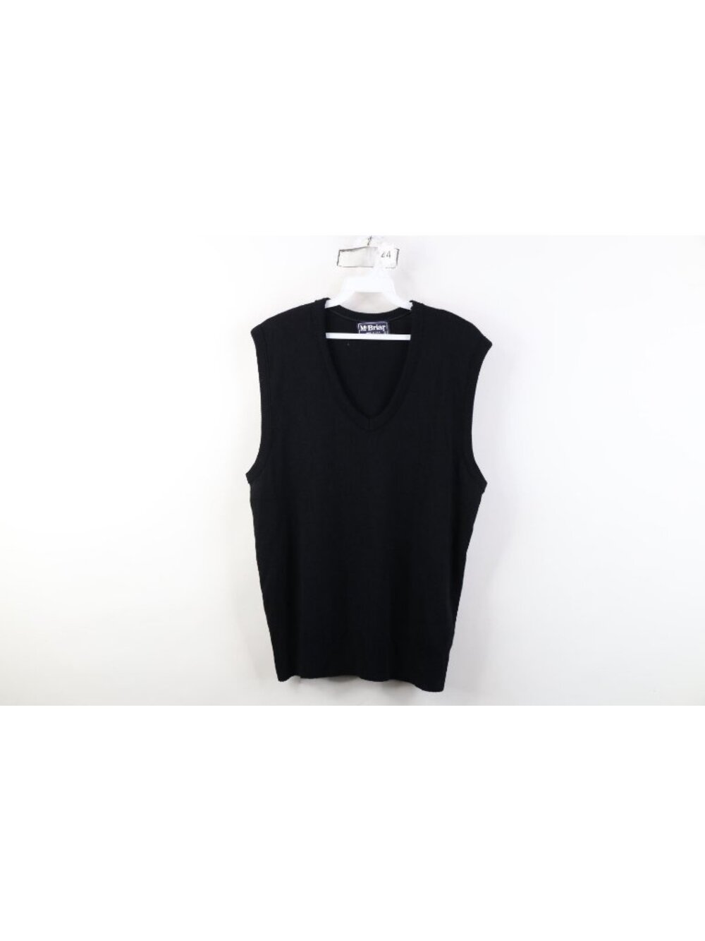 Vintage 90s Streetwear Mens Large Blank Knit V-Neck Sweater Vest Black USA